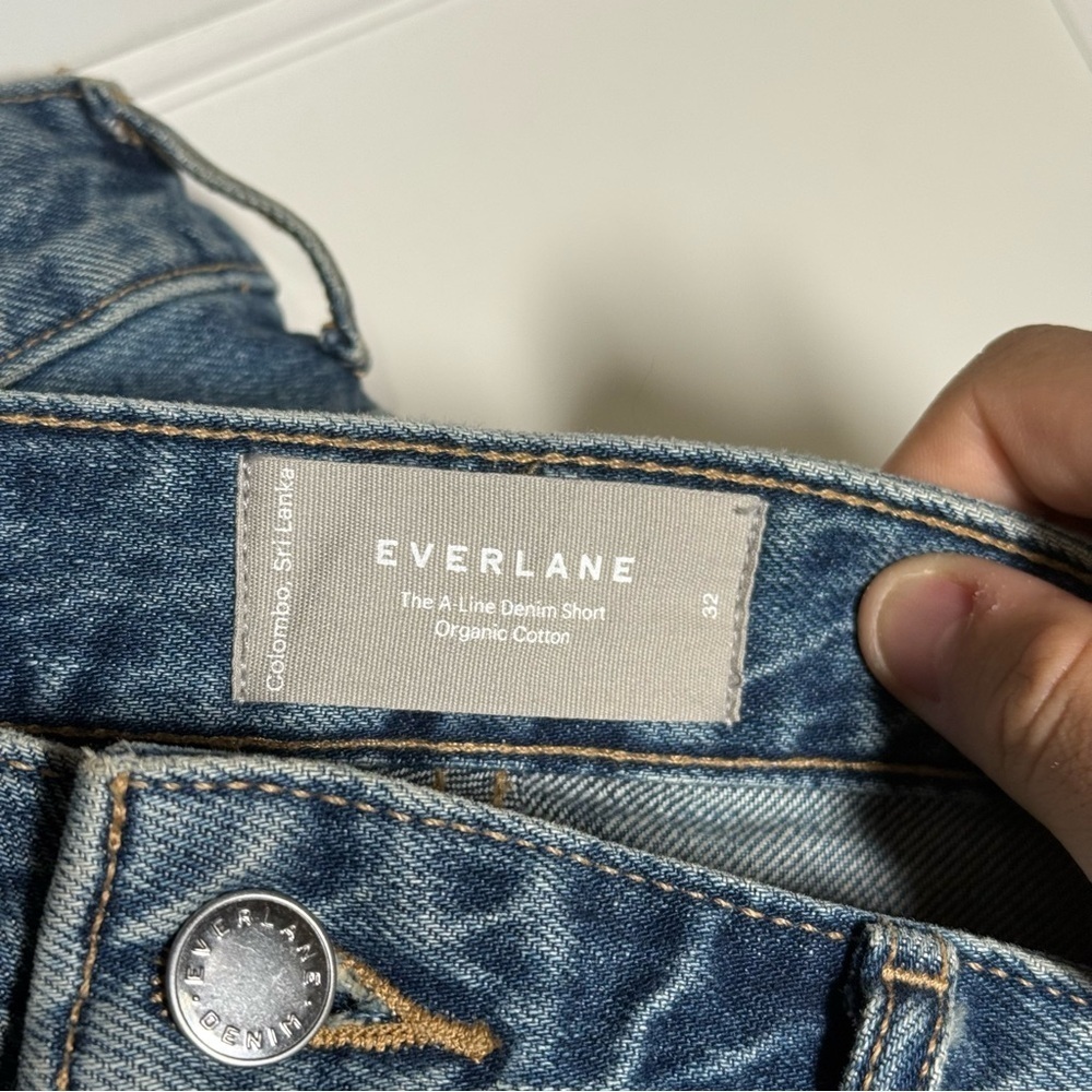 Everlane A-Line Denim Shorts Blue Wash Size 32 Jean Shorts Jorts Cotton - Picture 9 of 10